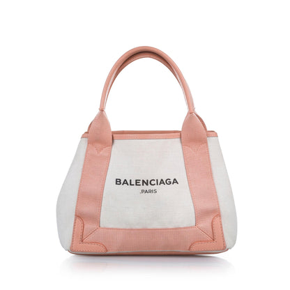 Balenciaga Navy Cabas XS Canvas Satchel (SHG-24720)