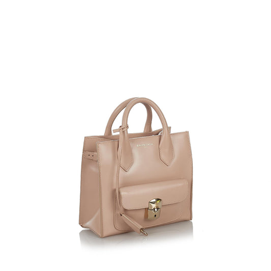 Balenciaga Padlock All Afternoon Leather Satchel (SHG-26768)