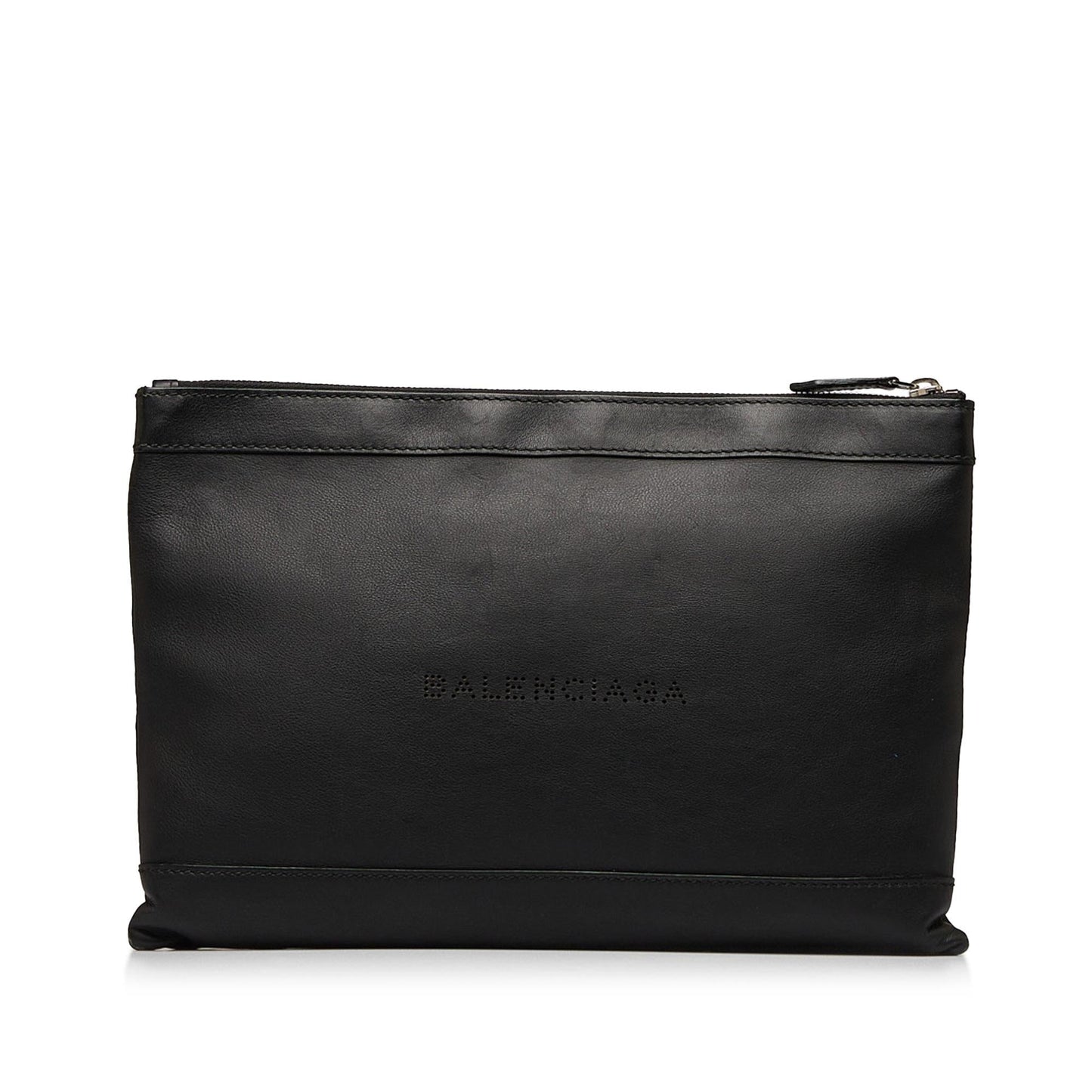 Balenciaga Punch Logo Navy Clip Clutch (SHG-8N4brT)