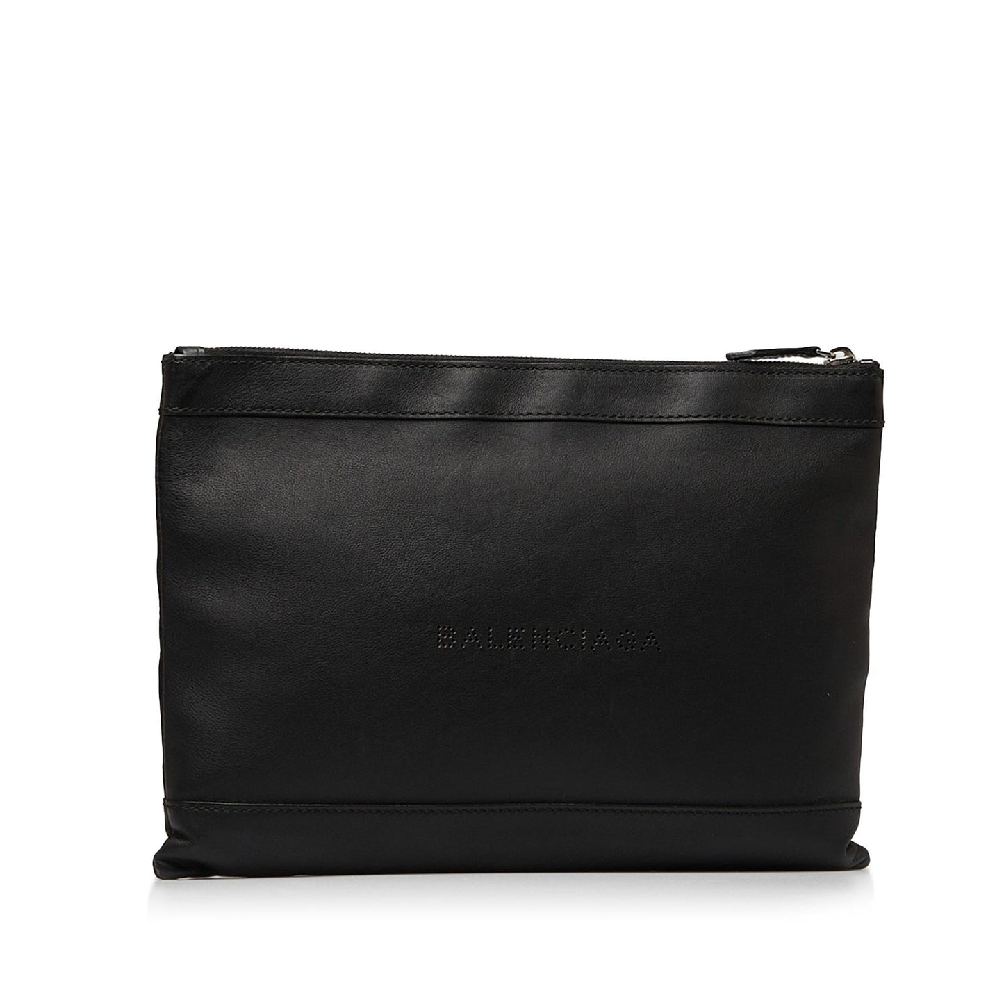 Balenciaga Punch Logo Navy Clip Clutch (SHG-8N4brT)