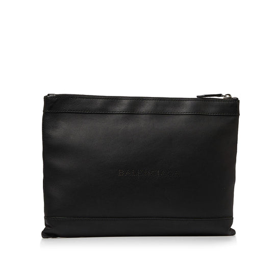 Balenciaga Punch Logo Navy Clip Clutch (SHG-8N4brT)