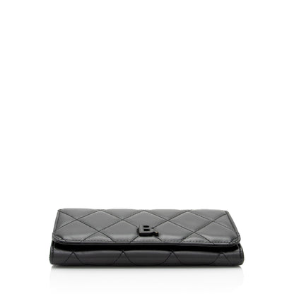 Balenciaga Quilted Calfskin B Phone Holder Crossbody Bag (SHF-wF8OTg)