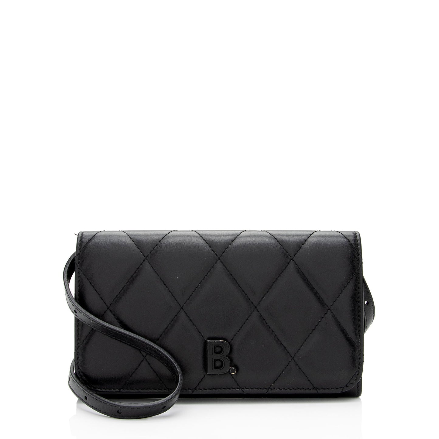 Balenciaga Quilted Calfskin B Phone Holder Crossbody Bag (SHF-wF8OTg)