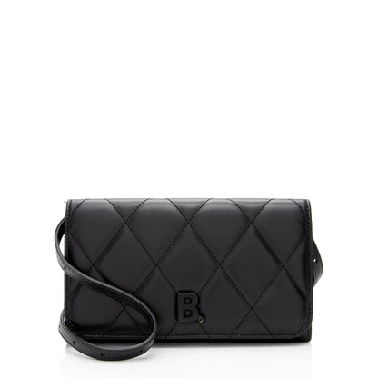Balenciaga Quilted Calfskin B Phone Holder Crossbody Bag (SHF-wF8OTg)