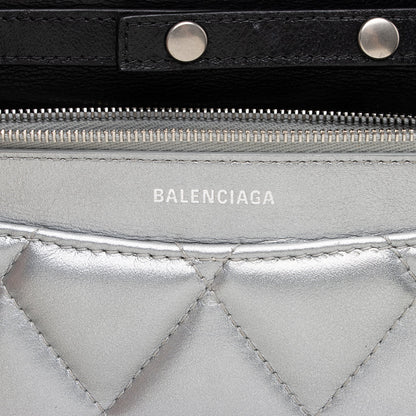 Balenciaga Quilted Metallic Leather B Dot Shoulder Bag (SHF-16927)