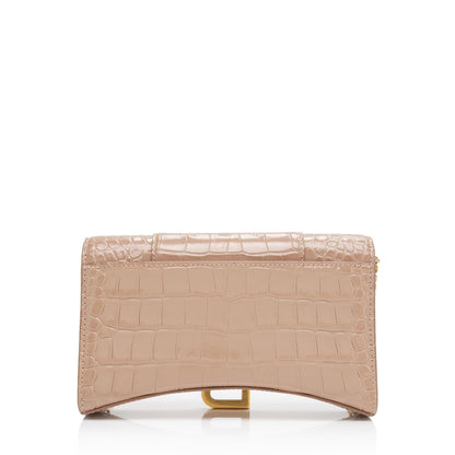 Balenciaga Shiny Croc Embossed Calfskin Hourglass Chain Bag (SHF-ZdcMW4)