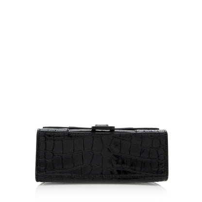 Balenciaga Shiny Croc Embossed Calfskin Hourglass XS Satchel (SHF-20783)