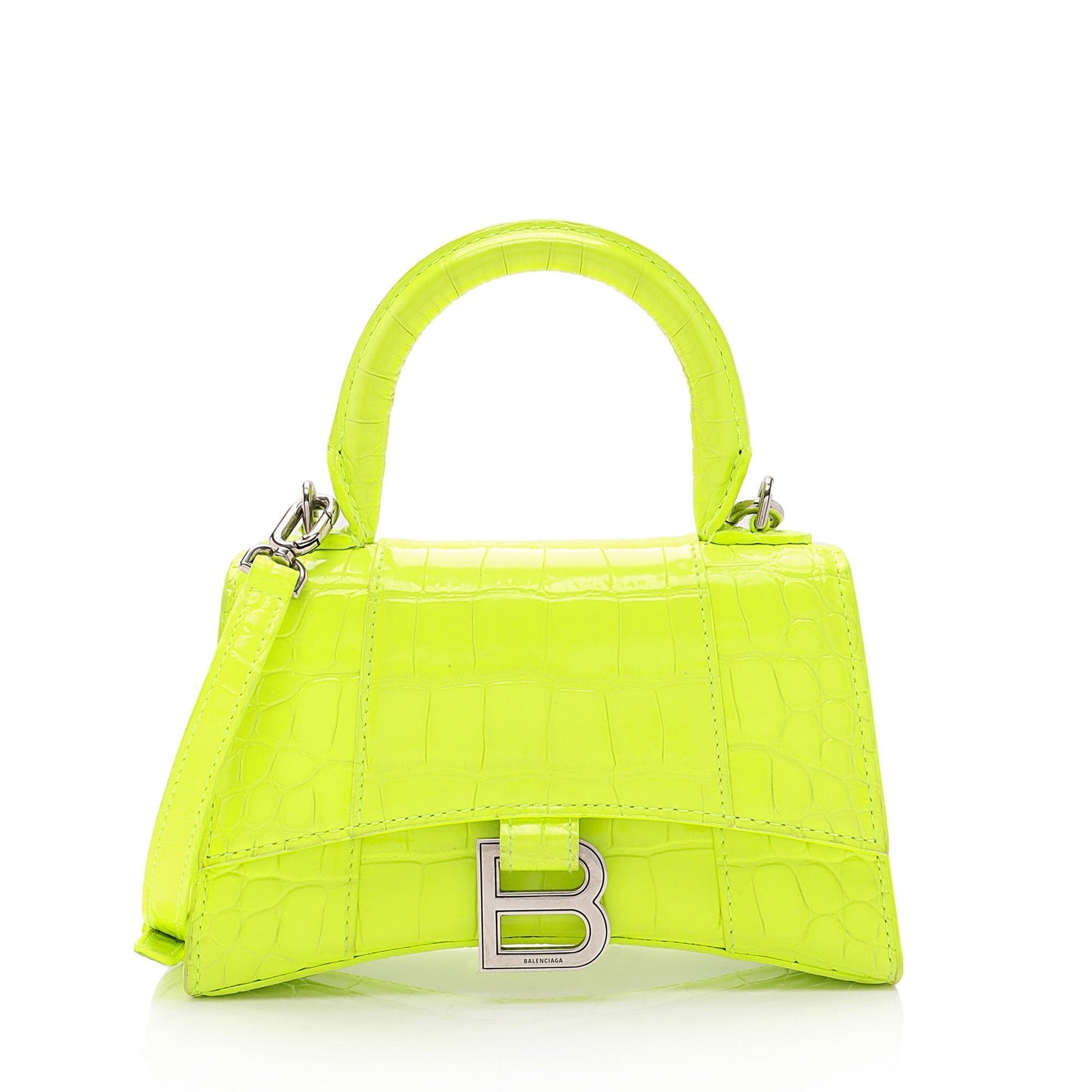 Balenciaga Shiny Croc Embossed Calfskin Hourglass XS Satchel (SHF-vSVXrb)