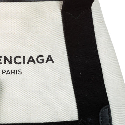 Balenciaga XS Navy Cabas Canvas Satchel (SHG-30718)