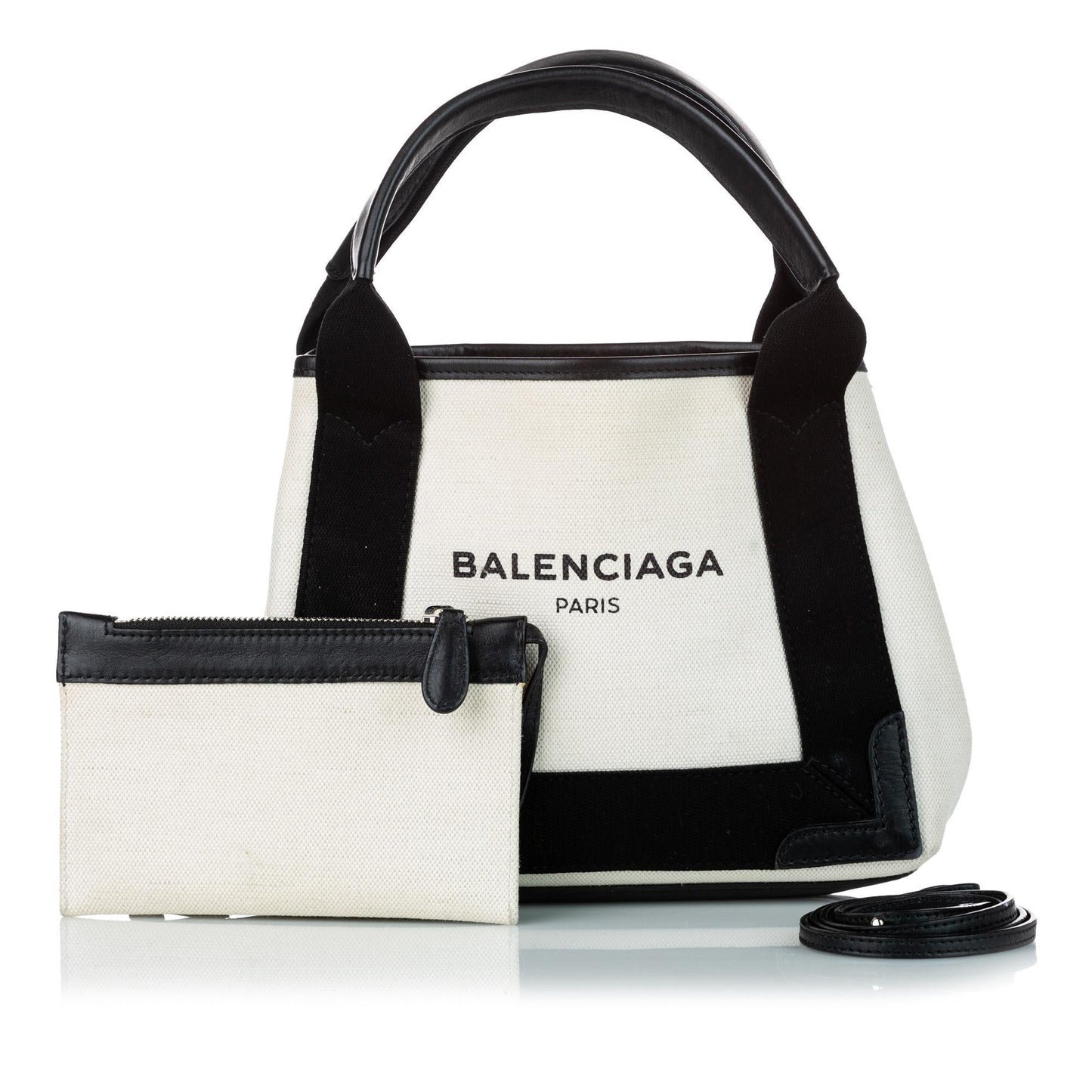 Balenciaga XS Navy Cabas Canvas Satchel (SHG-30718)