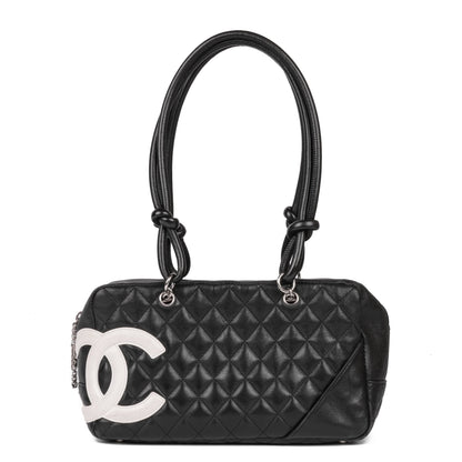 Chanel Black and White Quilted Lambskin Large Cambon Bowling Bag