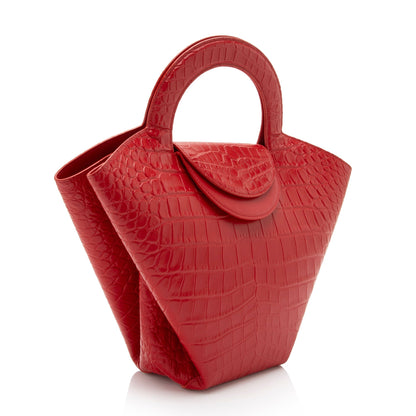 Luxury Bottega Veneta Croc Embossed Doll Tote (SHF-CxLKHC)