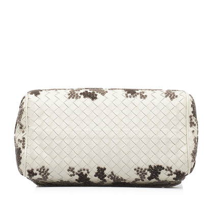 Luxury Bottega Veneta In Mist Intrecciato Flocked Velvet Bouquet Duffel Bag (SHG-xasGlj)
