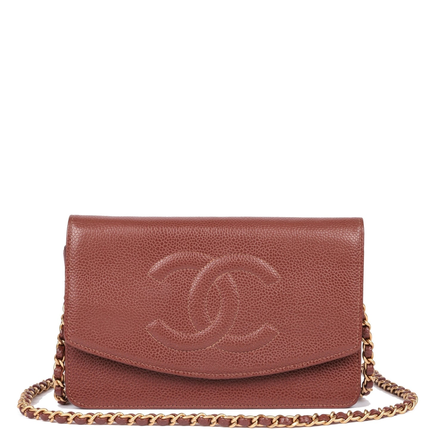 Chanel Brown Caviar Leather Vintage Timeless Wallet-on-Chain Shoulder Bag