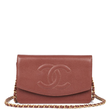 Chanel Brown Caviar Leather Vintage Timeless Wallet-on-Chain Shoulder Bag