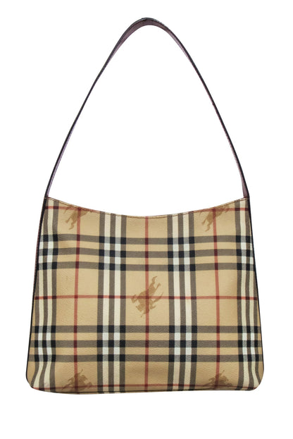 Burberry - Beige Signature Plaid Logo Shoulder Bag