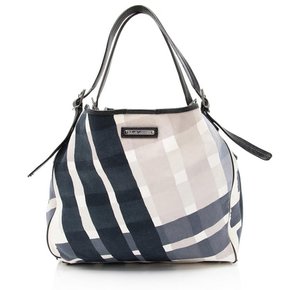 Burberry Brushstroke Mega Check Canvas Large Shopper Tote