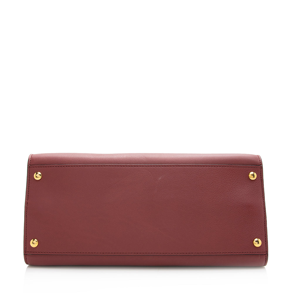 Burberry Leather Crest Grommet Detail Tote