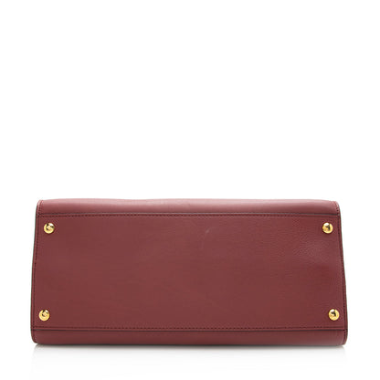 Burberry Leather Crest Grommet Detail Tote