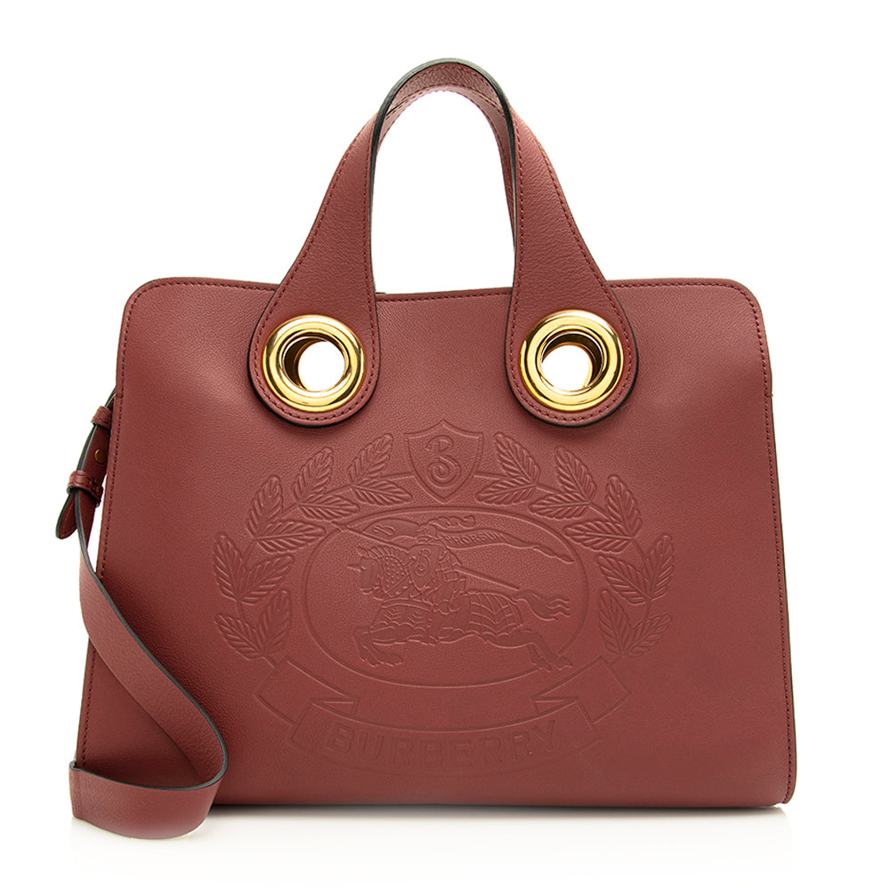 Burberry Leather Crest Grommet Detail Tote