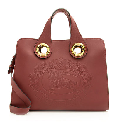 Burberry Leather Crest Grommet Detail Tote