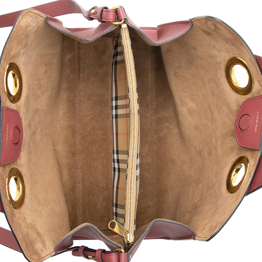 Burberry Leather Crest Grommet Detail Tote