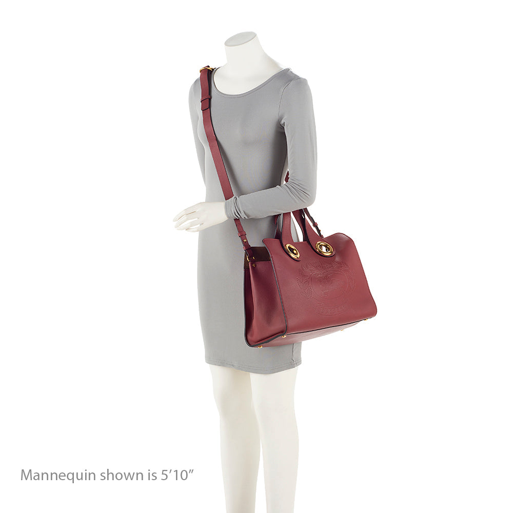 Burberry Leather Crest Grommet Detail Tote