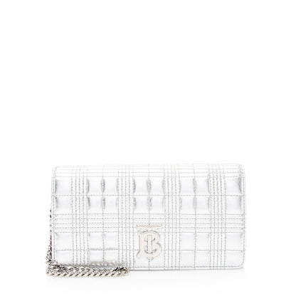 Burberry Metallic Quilted Lambskin TB Lola Wallet on Chain