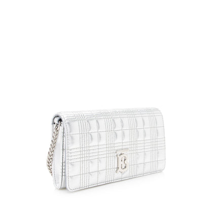 Burberry Metallic Quilted Lambskin TB Lola Wallet on Chain