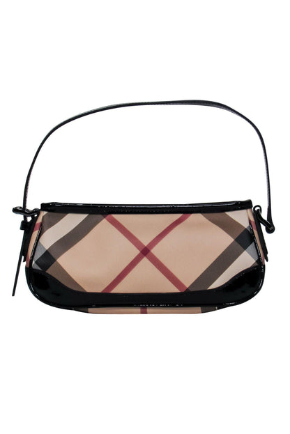 Burberry - Plaid Leather Baguette Shoulder Bag w/ Patent Accents