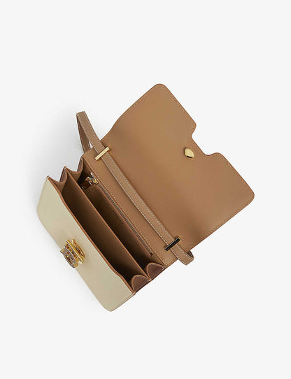 Burberry TOPSTITCHED  TWO TONE GRAINY LEATHER BAG