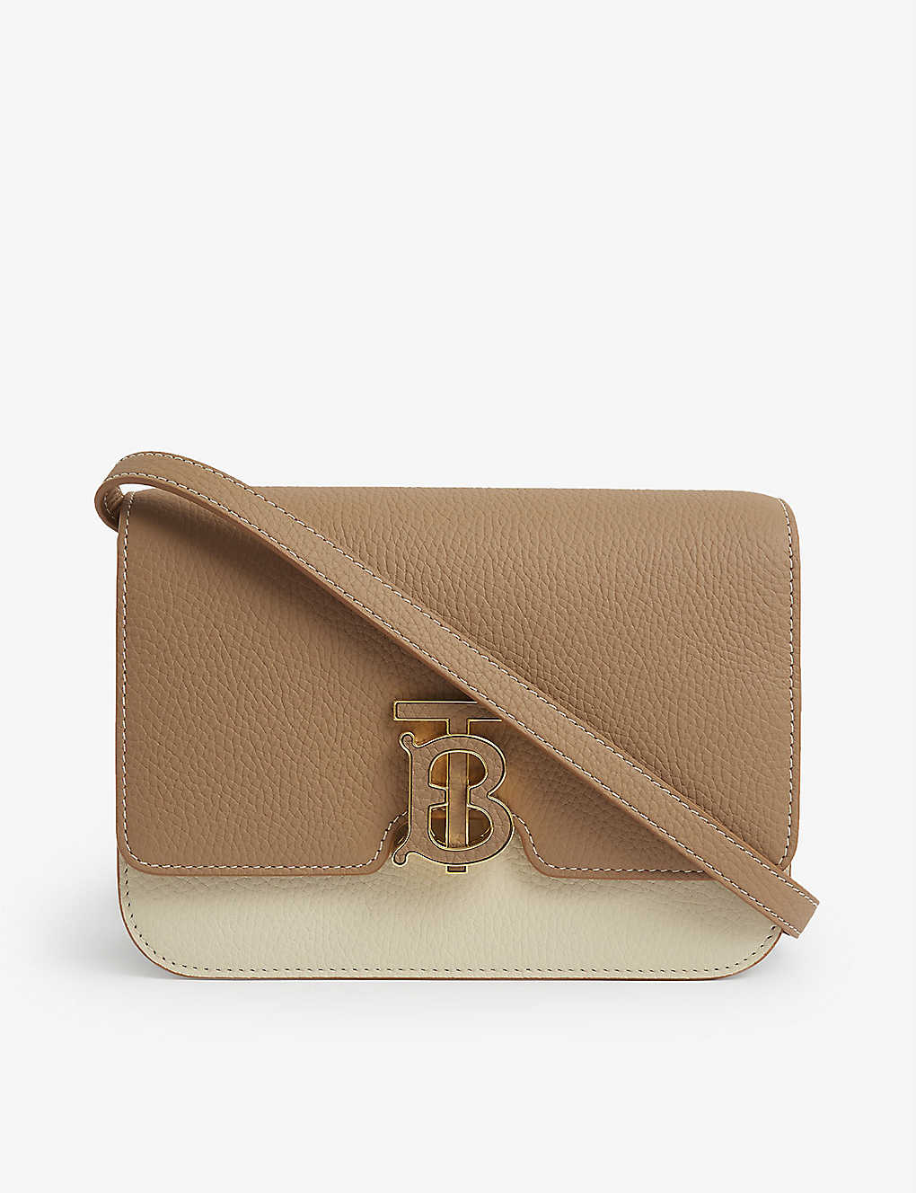 Burberry TOPSTITCHED  TWO TONE GRAINY LEATHER BAG