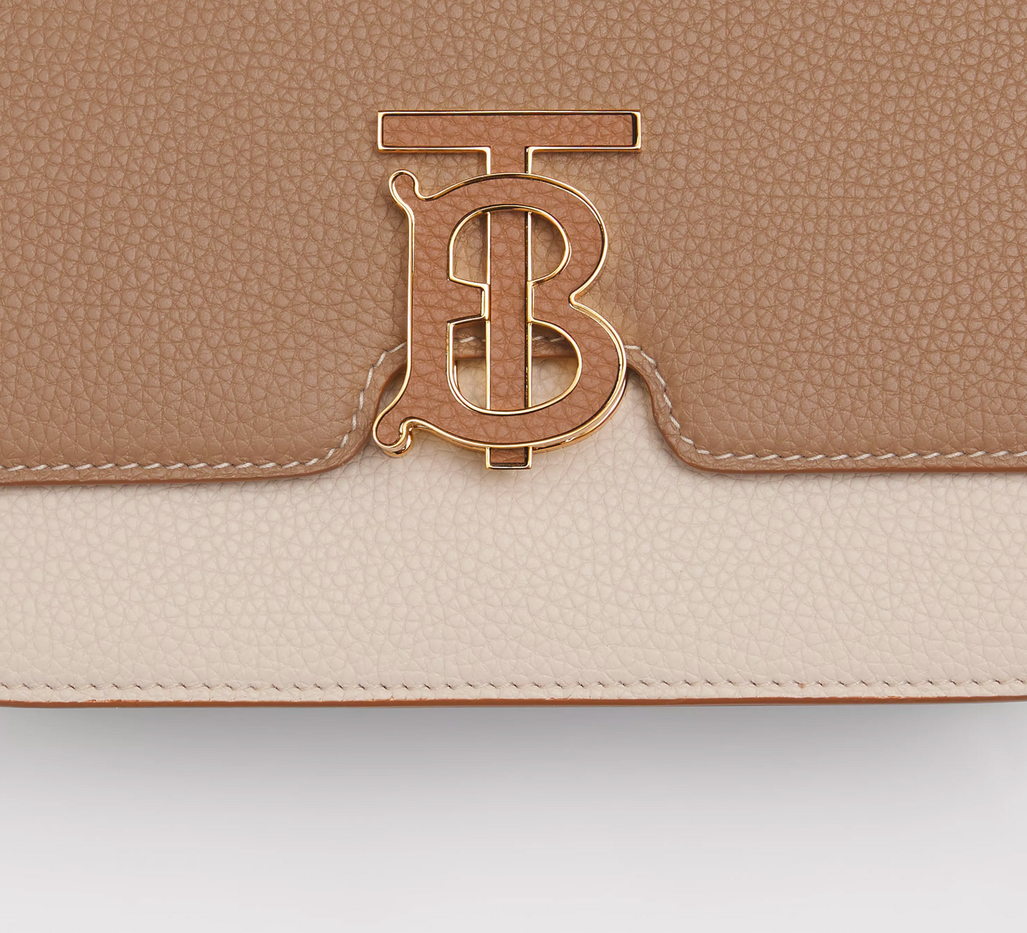 Burberry TOPSTITCHED  TWO TONE GRAINY LEATHER BAG