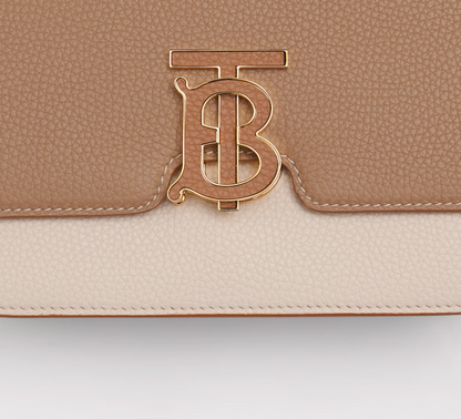 Burberry TOPSTITCHED  TWO TONE GRAINY LEATHER BAG