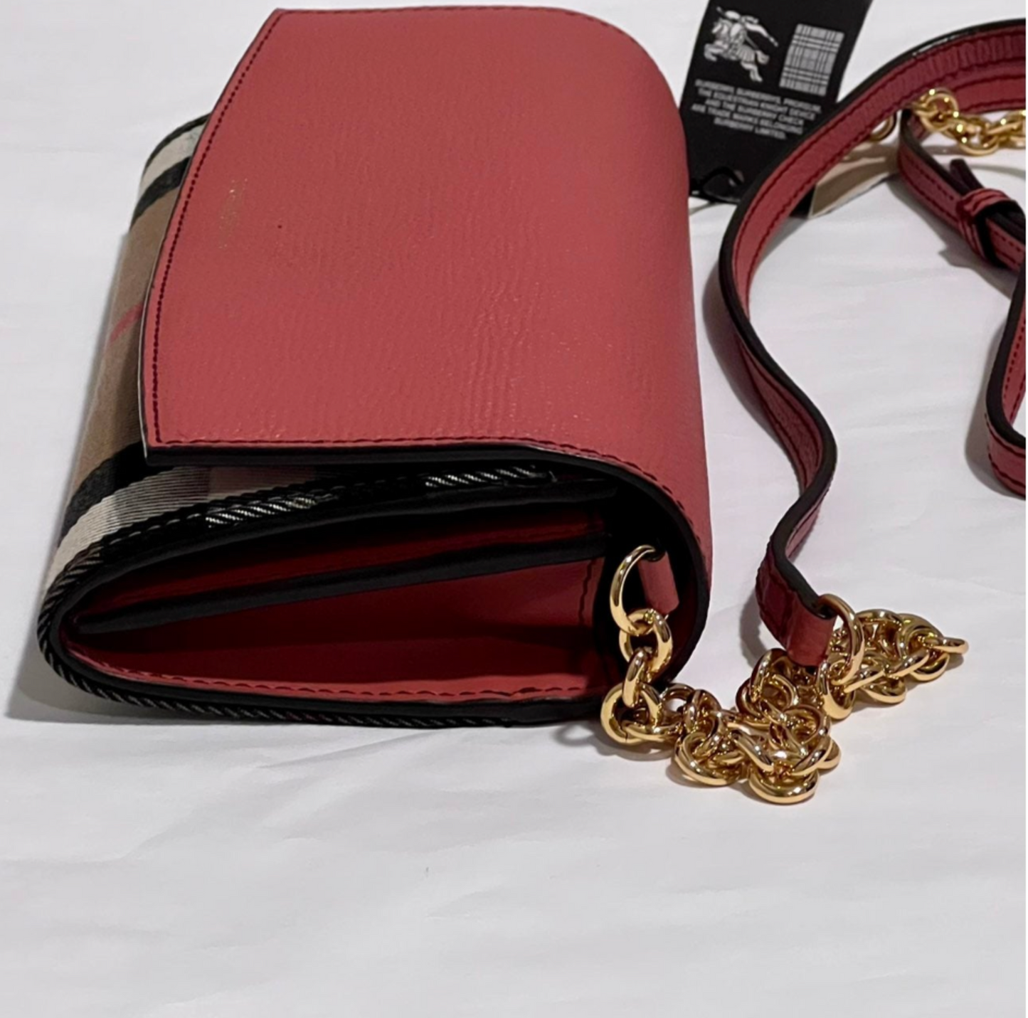 Burberry Wallet on Chain Cross Body Bag Cinnamon Red