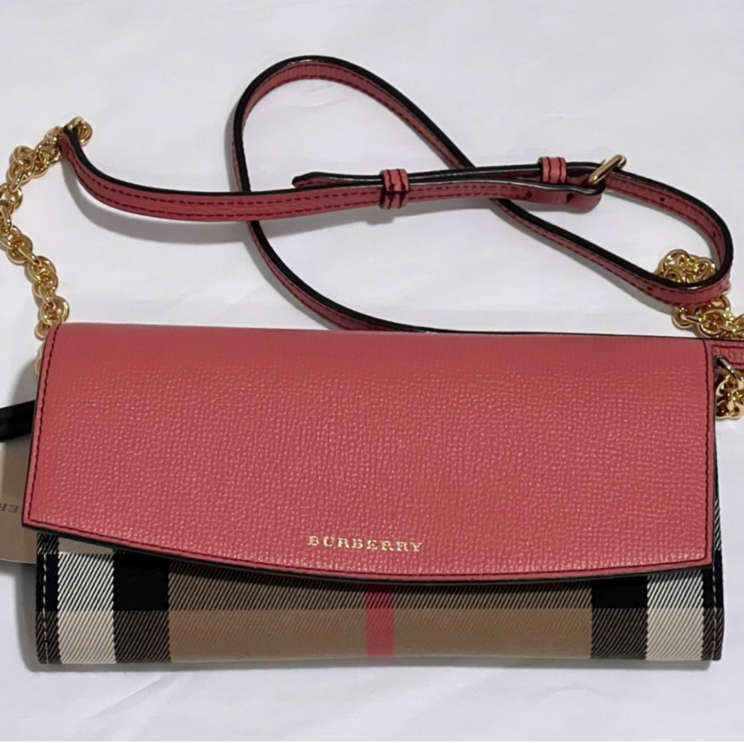 Burberry Wallet on Chain Cross Body Bag Cinnamon Red