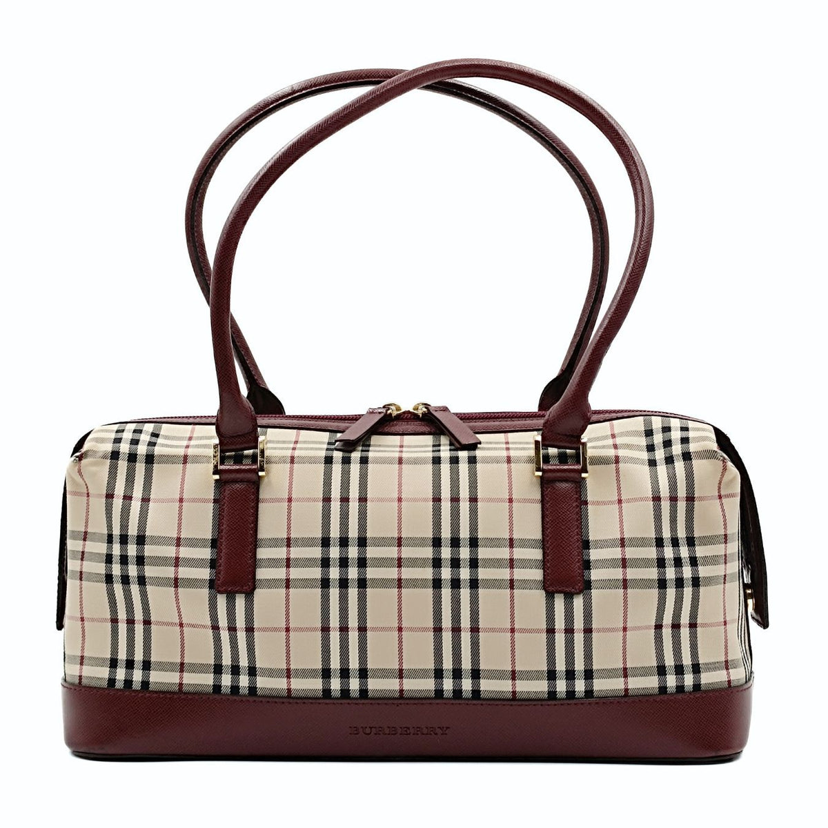 Burberry Burberry Burberry shoulder bag in burgundy check canvas and leather