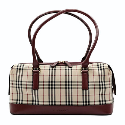 Burberry Burberry Burberry shoulder bag in burgundy check canvas and leather