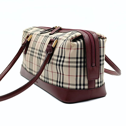 Burberry Burberry Burberry shoulder bag in burgundy check canvas and leather