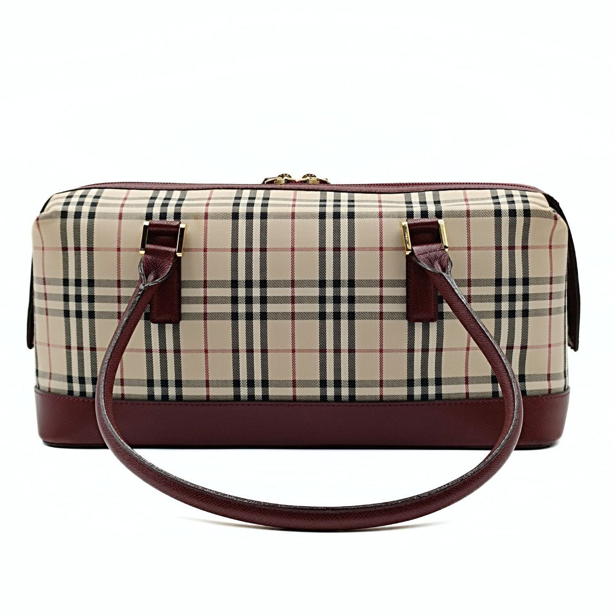 Burberry Burberry Burberry shoulder bag in burgundy check canvas and leather