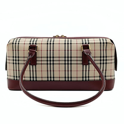 Burberry Burberry Burberry shoulder bag in burgundy check canvas and leather
