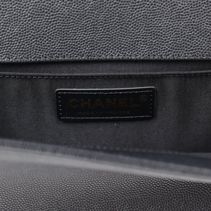 Chanel New Medium Boy Bag Black Caviar Antique Gold Hardware