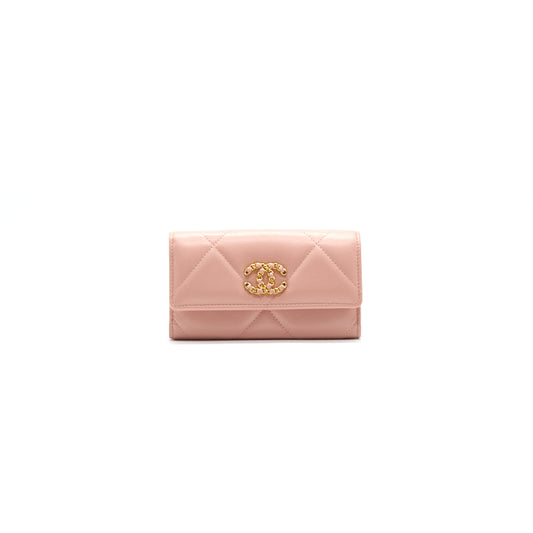 Chanel 19 Long Flap Wallet Pink