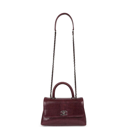 Chanel Mini Coco Handle Burgundy Lizard Ruthenium Hardware