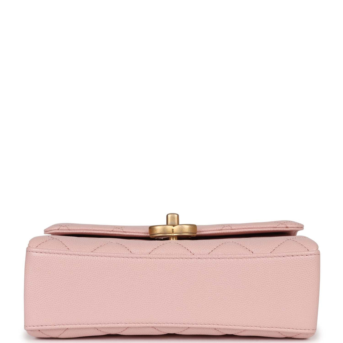 Chanel Mini Top Handle Flap Bag Pink Caviar Aged Gold Hardware