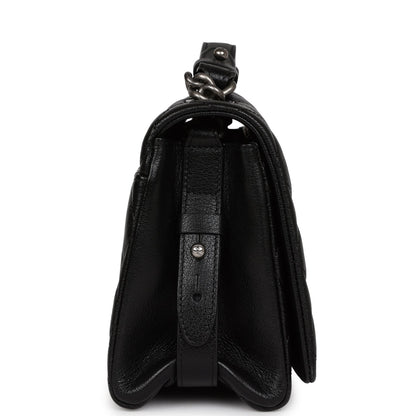 Chanel City Rock Medium Flap Black Goatskin Ruthenium Hardware