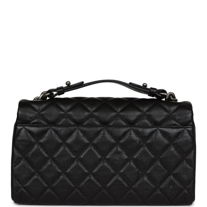 Chanel City Rock Medium Flap Black Goatskin Ruthenium Hardware