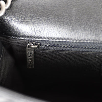 Chanel City Rock Medium Flap Black Goatskin Ruthenium Hardware