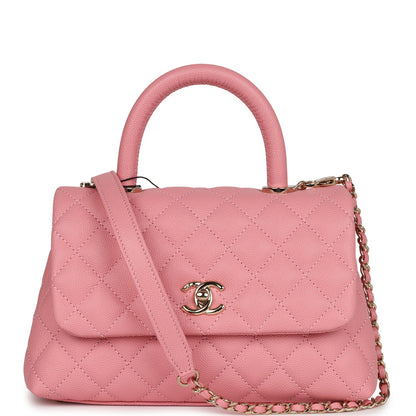 Chanel Small Coco Handle Dark Pink Caviar Light Gold Hardware