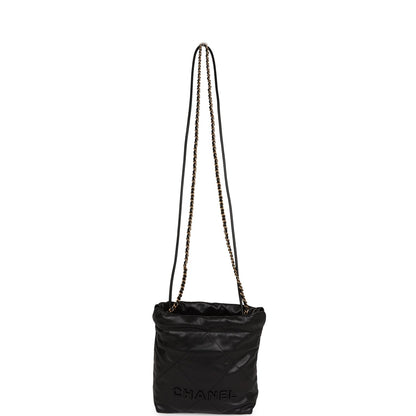 Chanel Mini 22 Bag Black Caviar Gold Hardware
